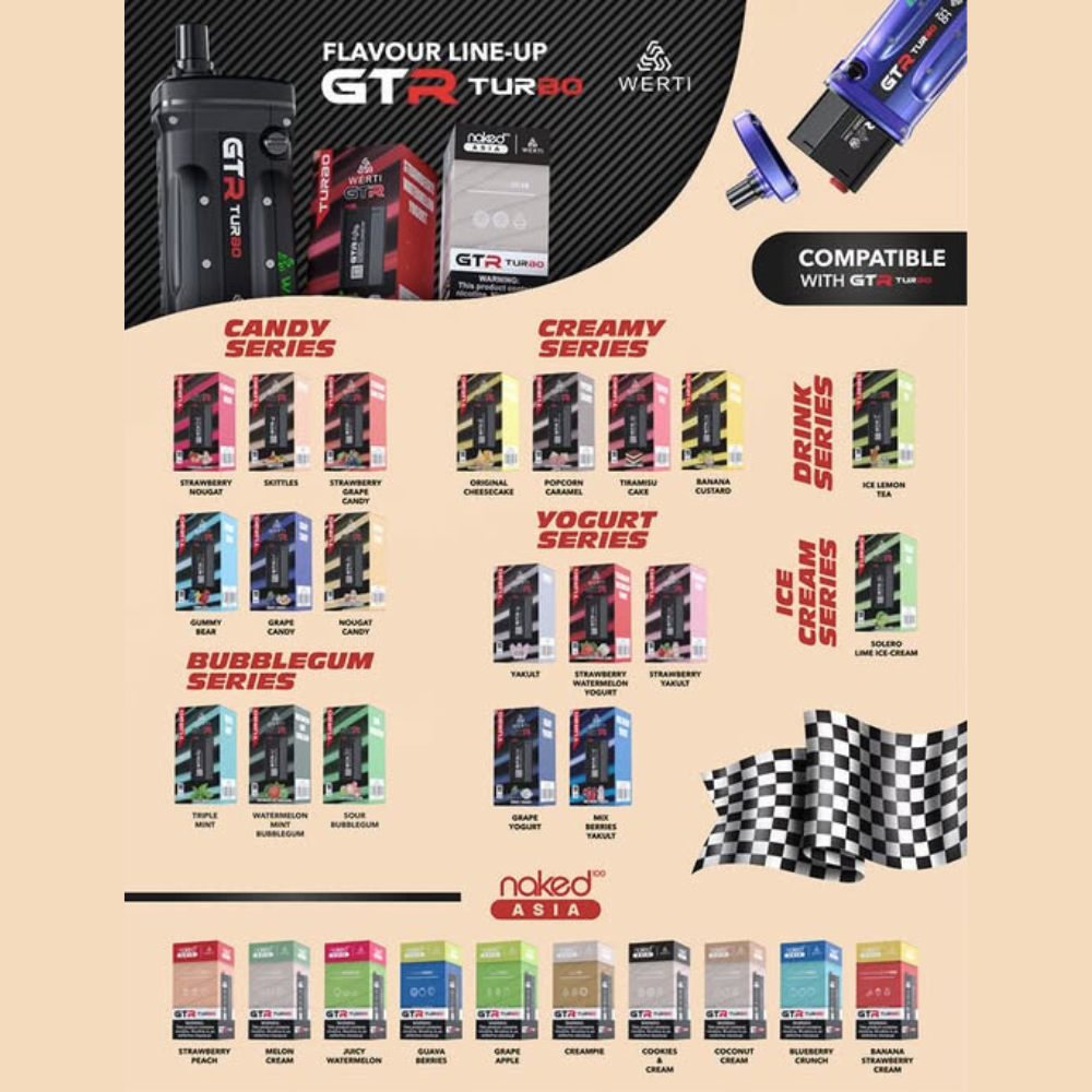 WERTI GTR TURBO / WERTI GTR TURBO NAKED ASIA FLAVAOR 12K PREFILLED POD - Image 2